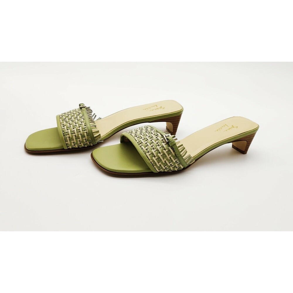 LKNW SUSAN LUCCI SANDALS SLIDE SLIP-ON SHOES WEAVED COGNAC LEATHER SIZE 7.5 W